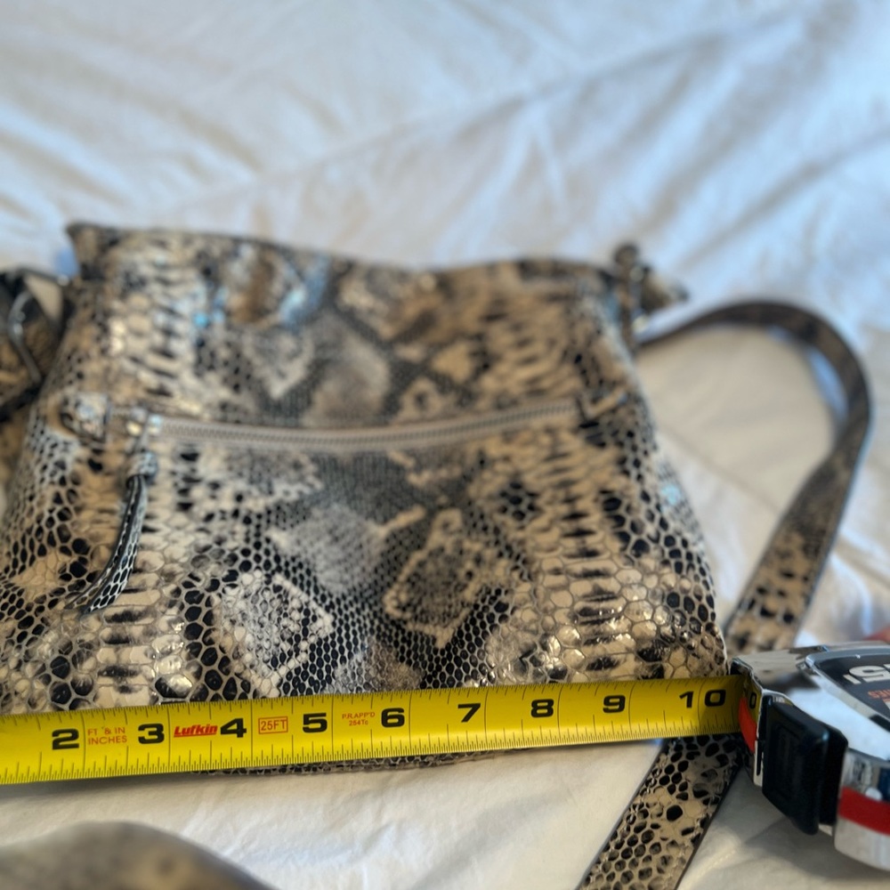 Danier Python Pattern Crossbody Bag - Black and Tan - Picture 9 of 13